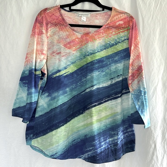 ⭐️ Christopher & Banks colorful slashes of color diagonally pink blue XL